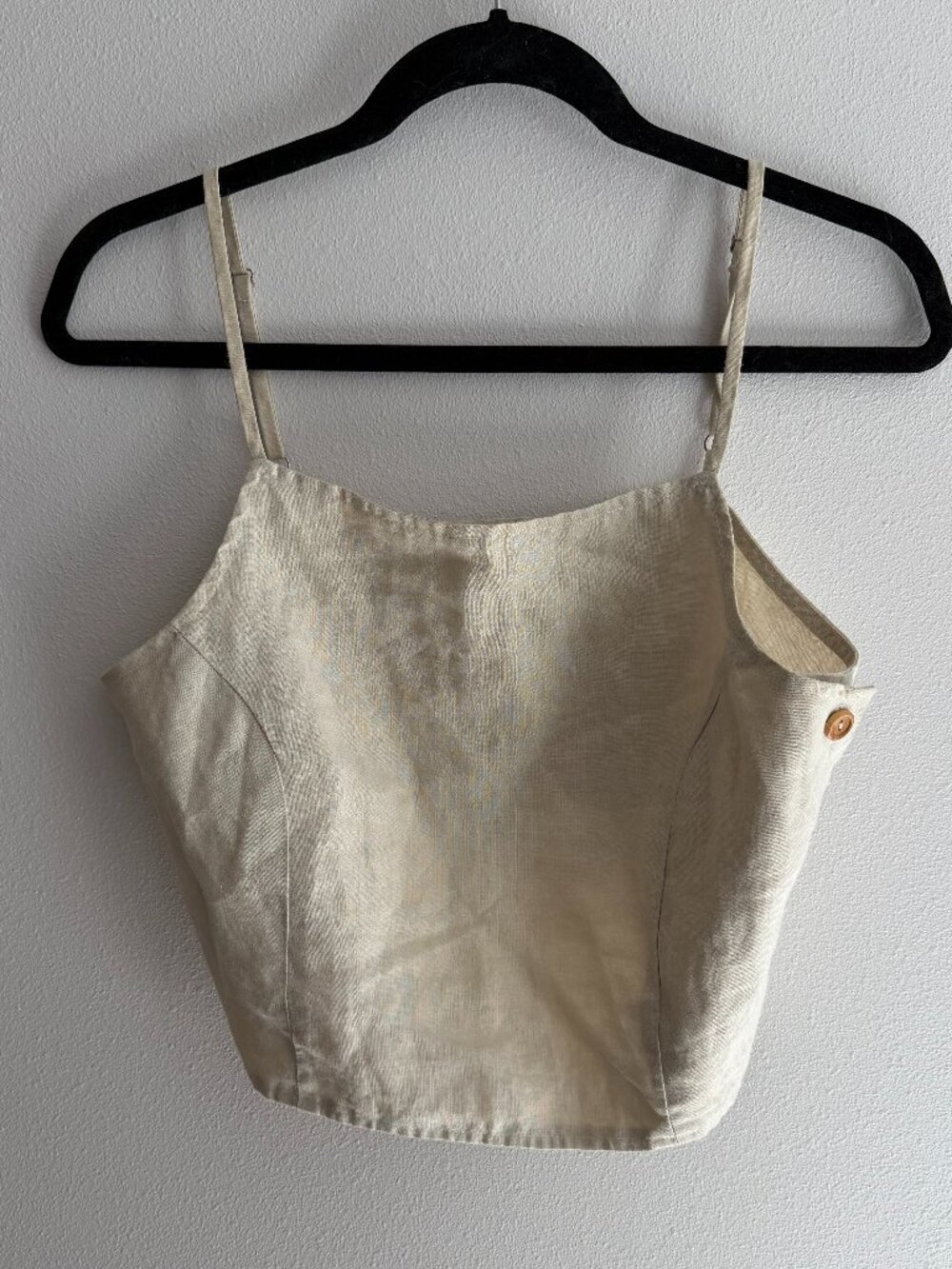 Cropped Ivory Linen Tank Top